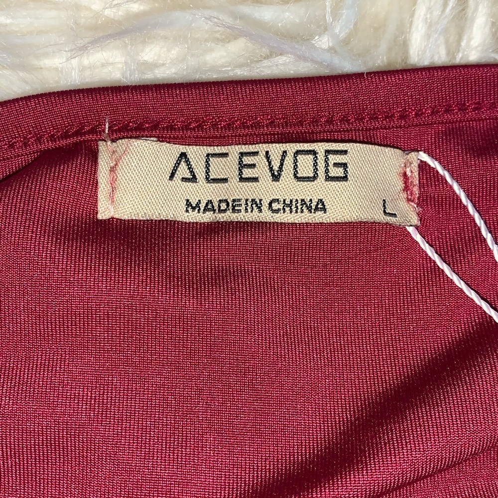 Acevog Dress. Festive. Sexy Women’s One Shoulder Red Size L - Picture 4 of 5